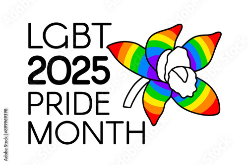 LGBTQ Pride Month 2025 rainbow logo. Vector symbol of Pride Month support.
