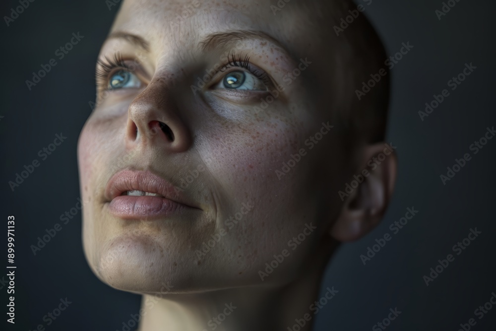 Obraz premium Power portraits of cancer patient. Oncology. Breast cancer. Chemotherapy