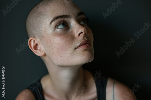 Power portraits of cancer patient. Oncology. Breast cancer. Chemotherapy