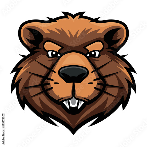 Beaver vector mascot logo design with modern illustration concept style for badge, emblem and tshirt printing. Beaver sticker. Beaver illustration for sport and esport team logotype