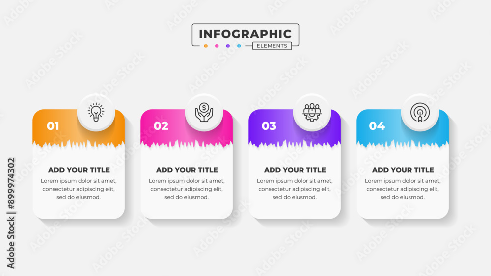 Naklejka premium Vector business process infographic design template with 4 steps or options