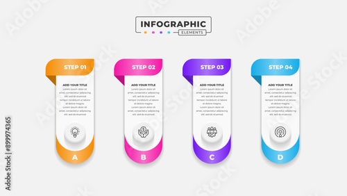 Vector business process infographic design template with 4 steps or options