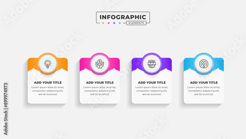 Vector business process infographic design template with 4 steps or options