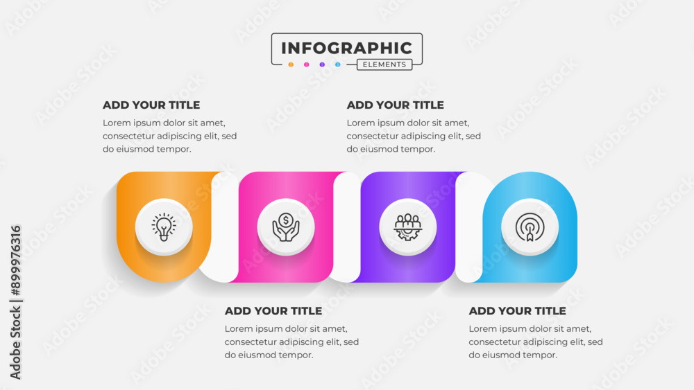Naklejka premium Vector business process infographic design template with 4 steps or options