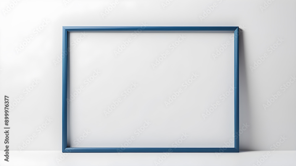 Wooden blue frame on white background. Generative AI Wooden blue frame on white background. Generative AI
