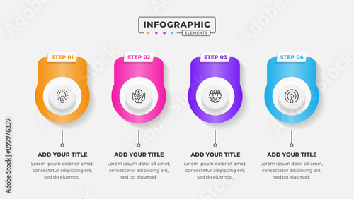Vector business process infographic design template with 4 steps or options