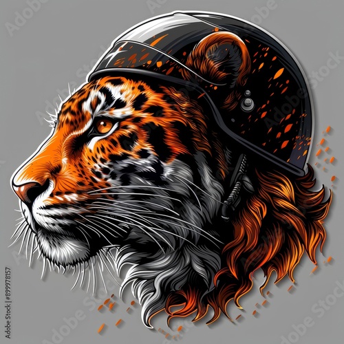 Tiger Wearing Motorcycle photo