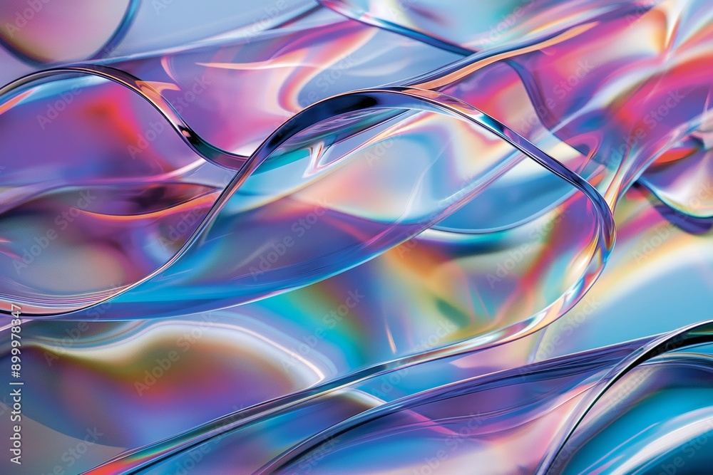A colorful, flowing piece of fabric with a rainbow pattern. The colors are vibrant and the fabric appears to be made of glass A colorful, flowing piece of fabric with a rainbow pattern. The colors are vibrant and the fabric appears to be made of glass