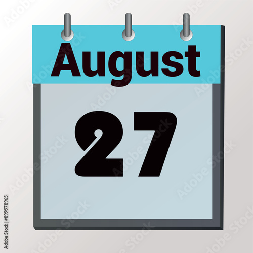 vector calendar page with date August 27, light colors