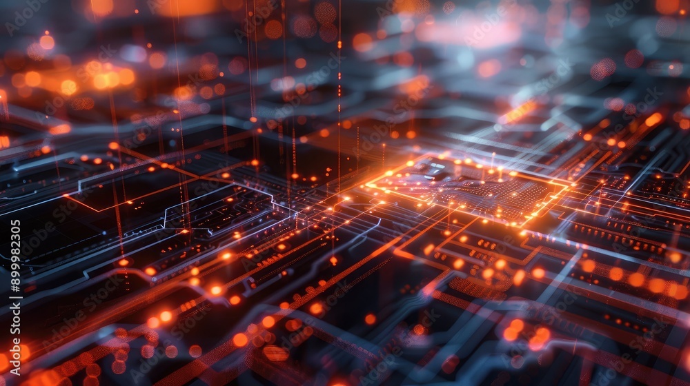 Futuristic 3D background with transparent layers and glowing circuits, evoking digital sophistication. Futuristic 3D background with transparent layers and glowing circuits, evoking digital sophistication.