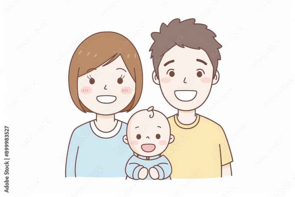Young family with baby illustration warm colors loving expressions cozy atmosphere digital art heartwarming scene bonding affection cute cartoon style pastel hues Young family with baby illustration warm colors loving expressions cozy atmosphere digital art heartwarming scene bonding affection cute cartoon style pastel hues