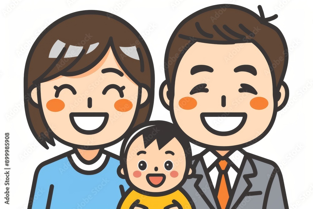Happy family with children in cute cartoon style cheerful expressions cozy atmosphere digital art heartwarming scene bonding love and joy vibrant colors Happy family with children in cute cartoon style cheerful expressions cozy atmosphere digital art heartwarming scene bonding love and joy vibrant colors