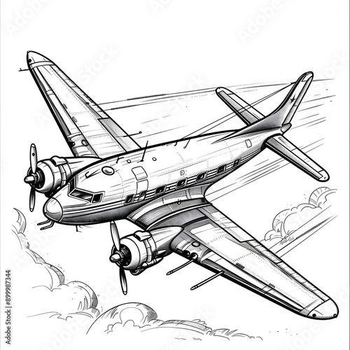 airplane coloring page for children and adults