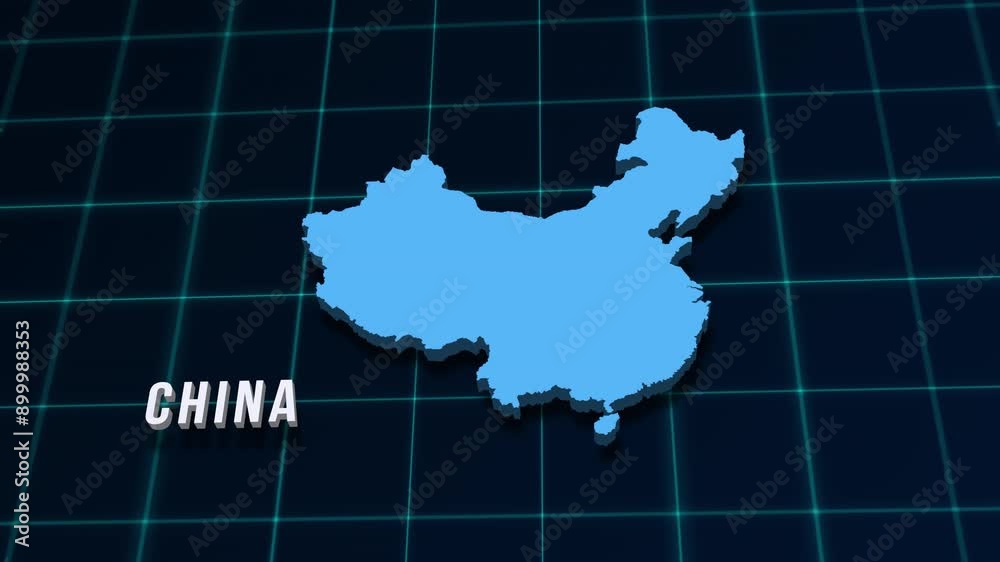 China republic digital geographic map 3d video on coordinates grid intro news. East asian country geographic background 4K animation opener China republic digital geographic map 3d video on coordinates grid intro news. East asian country geographic background 4K animation opener