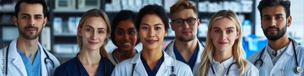 a group of doctors and nurses taking team photo in hospital. a group of doctors and nurses taking team photo in hospital.