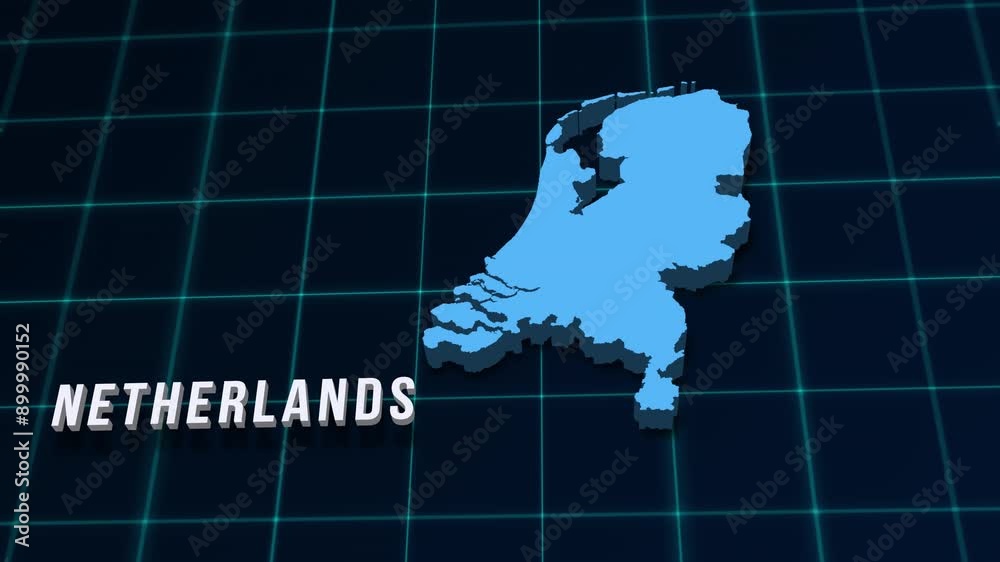 Finland digital geographic map 3d video on coordinates grid. European northwestern Benelux country geographic background 4K opener news 