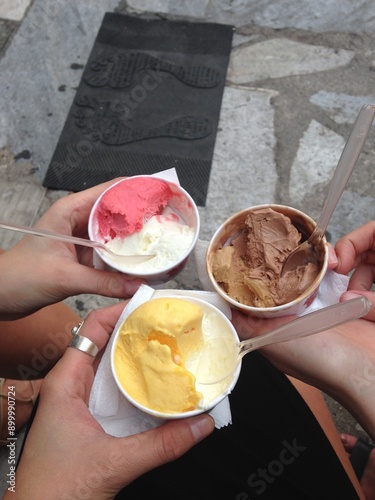 Gelato in Italy, traveling with friends