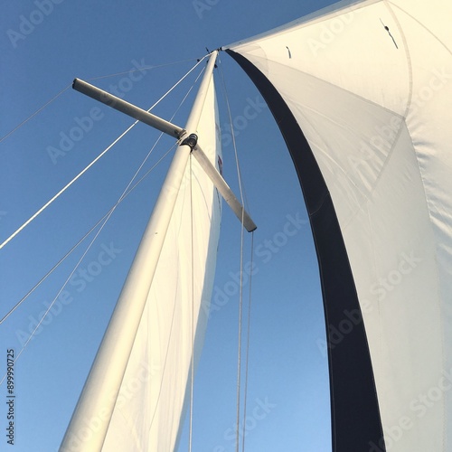 Sailboat sails, blue sky