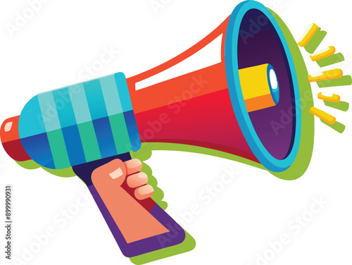 hand holding megaphone bullhorn vector illustration 