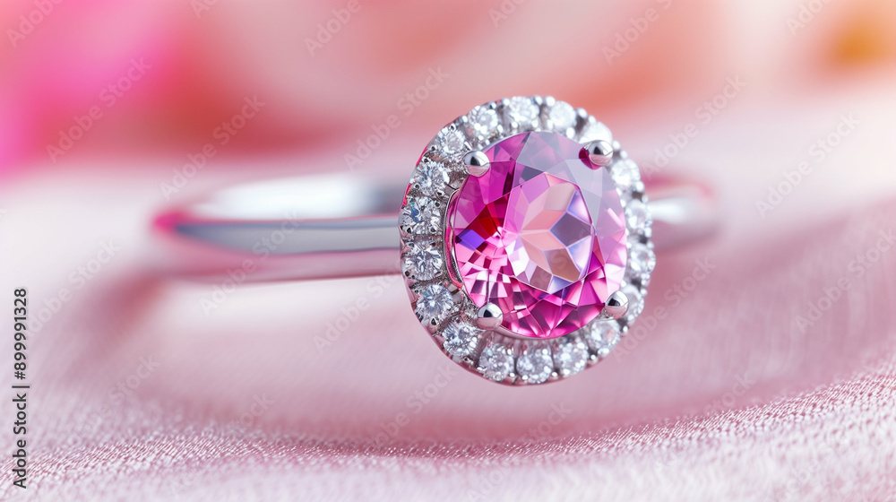 Pink Ring with Diamond Accents in Elegant Jewelry Design. Stunning Jewelry Piece with a Beautiful Pink Gem Detailed in Sparkling Silver. Perfect for Fashion Enthusiasts and Collectors Pink Ring with Diamond Accents in Elegant Jewelry Design. Stunning Jewelry Piece with a Beautiful Pink Gem Detailed in Sparkling Silver. Perfect for Fashion Enthusiasts and Collectors