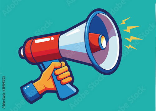 hand holding megaphone bullhorn vector illustration 