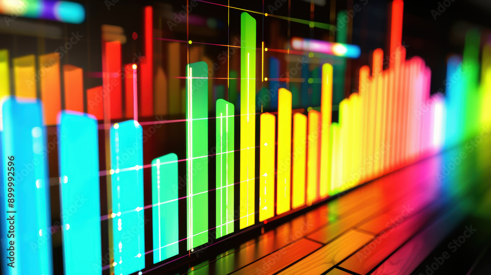 3D bar graph with vibrant multicolored bars 3D bar graph with vibrant multicolored bars