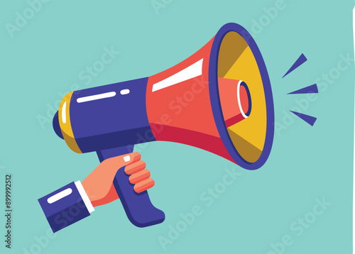 hand holding megaphone bullhorn vector illustration 