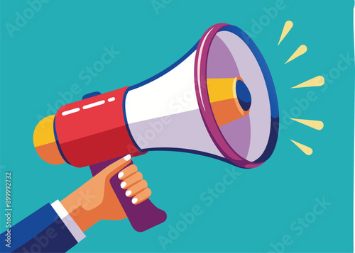 hand holding megaphone bullhorn vector illustration 