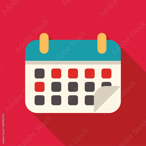 Calendar showing month date schedule with red pin mark on day of the week