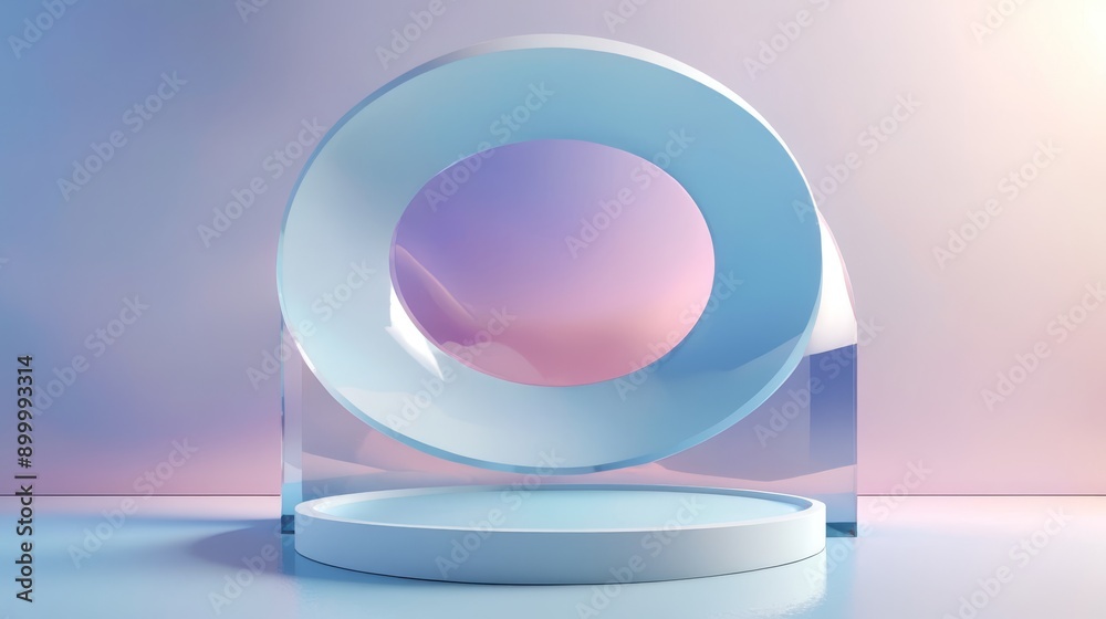 White plate on the floor inside a glass dome with sky and clouds background, 3D render and holography White plate on the floor inside a glass dome with sky and clouds background, 3D render and holography