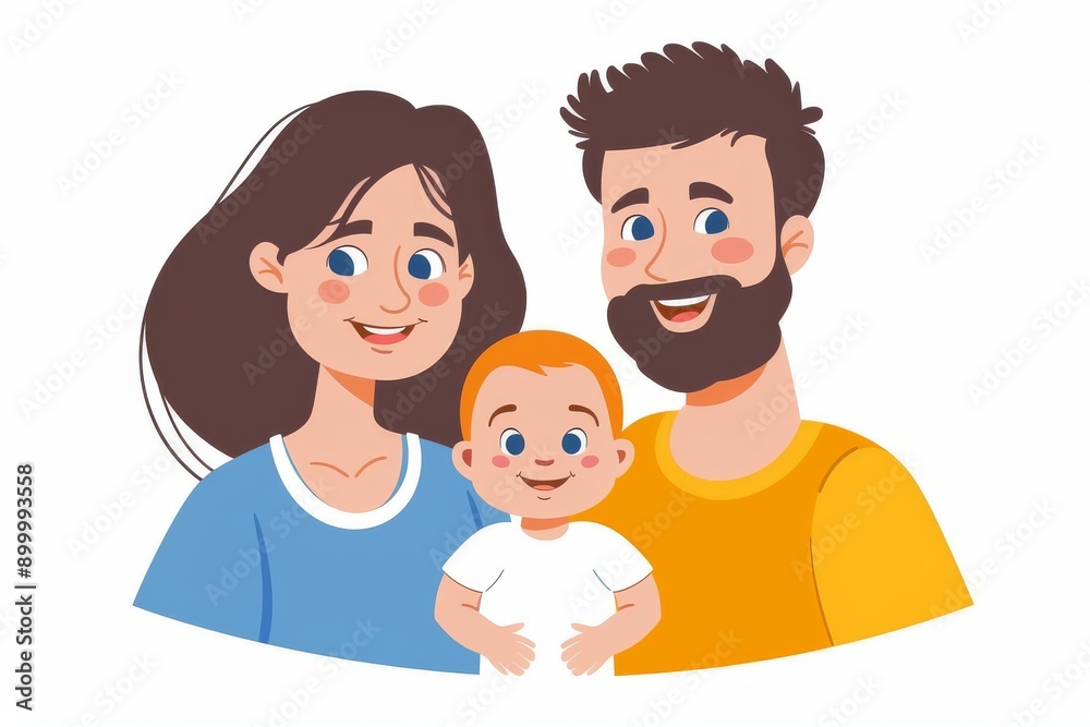 Happy family with baby in cute illustration warm colors joyful expressions cozy atmosphere digital art heartwarming scene bonding love and joy cheerful mood Happy family with baby in cute illustration warm colors joyful expressions cozy atmosphere digital art heartwarming scene bonding love and joy cheerful mood