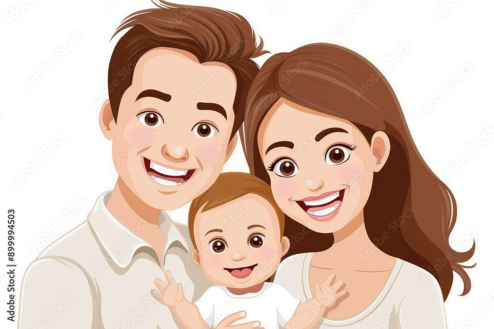 Young family with baby in minimalist illustration vibrant colors joyful expressions cozy atmosphere digital art heartwarming scene bonding love and care Young family with baby in minimalist illustration vibrant colors joyful expressions cozy atmosphere digital art heartwarming scene bonding love and care