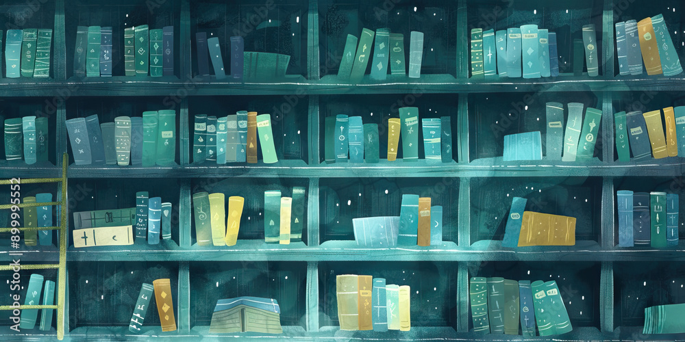 Haunted Library: Shelves packed with leather-bound tomes, eerie shadows dancing across the walls Haunted Library: Shelves packed with leather-bound tomes, eerie shadows dancing across the walls