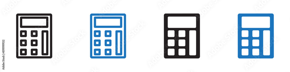 Calculator icon set illustration vector with thin stroke Calculator icon set illustration vector with thin stroke