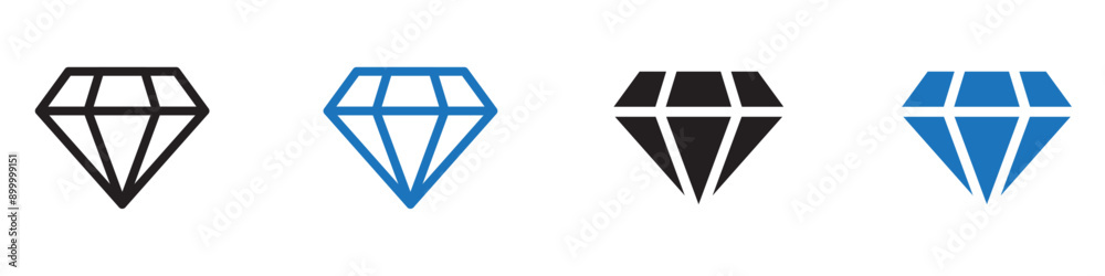 Diamond icon set illustration vector with thin stroke Diamond icon set illustration vector with thin stroke
