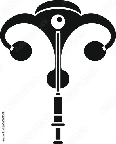 Black and white icon of artificial insemination process using a syringe
