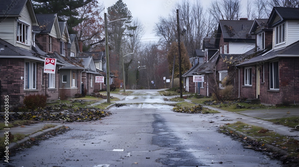 Foreclosed Homes in Neglected Suburban Neighborhood Showcase Economic Hardship Foreclosed Homes in Neglected Suburban Neighborhood Showcase Economic Hardship