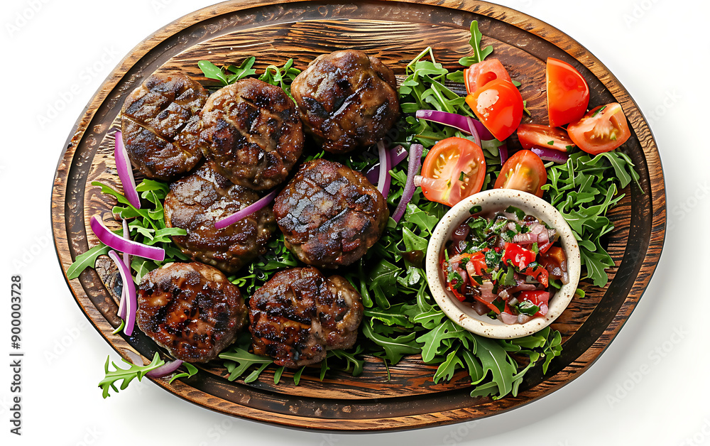 Plate of tasty Kofta with on white background. Plate of tasty Kofta with on white background.