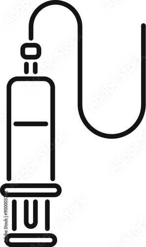 Simple line icon of a medical syringe, representing vaccination and healthcare