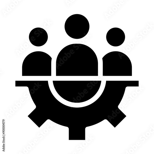 joint development with gearwheel. linear trend modern abstract logotype graphic stroke art design isolated on white background. concept of skill or professional opportunity or research