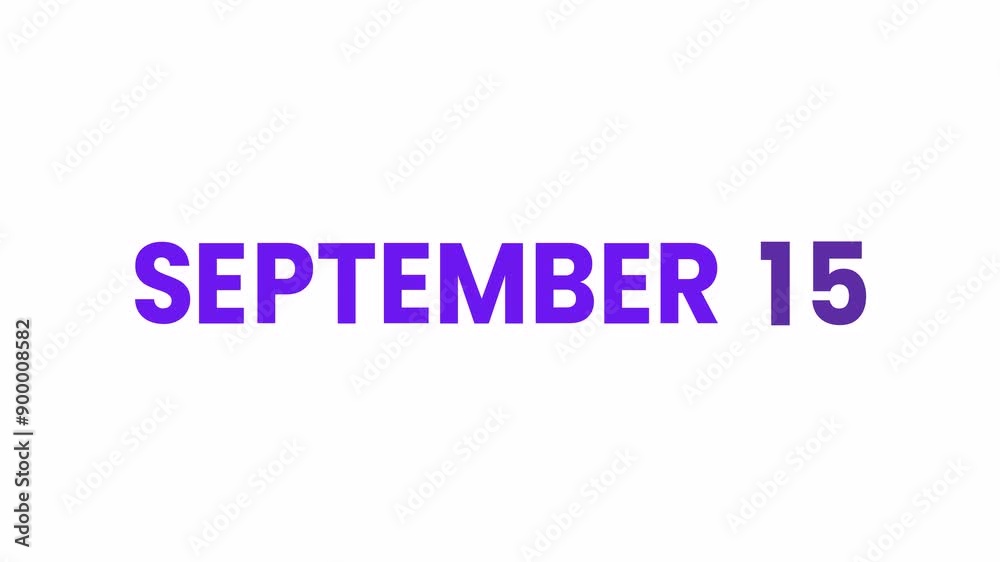 15th September calendar icon animation. Alpha matte with transparent background 4K resolution. 15th September calendar icon animation. Alpha matte with transparent background 4K resolution.