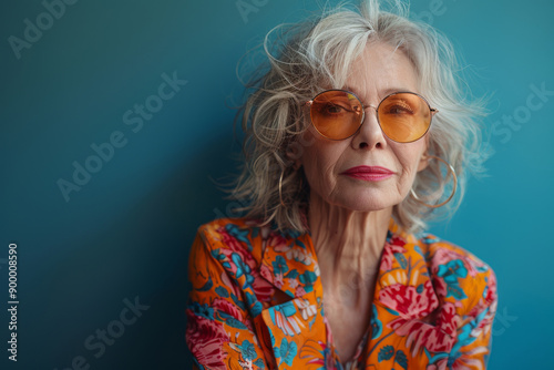 Elderly woman. Stylish fashionable beautiful woman of age © Miramiska
