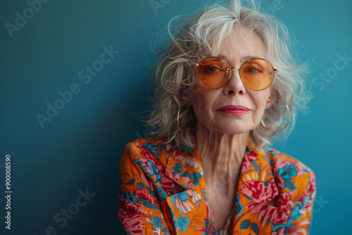 Elderly woman. Stylish fashionable beautiful woman of age