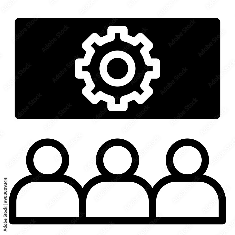 joint development with gearwheel. linear trend modern abstract logotype graphic stroke art design isolated on white background. concept of skill or professional opportunity or research