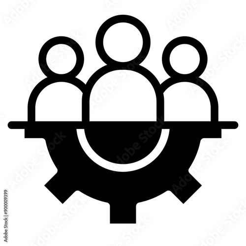 joint development with gearwheel. linear trend modern abstract logotype graphic stroke art design isolated on white background. concept of skill or professional opportunity or research