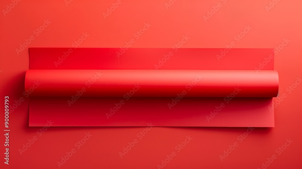 wide shot, blank long photo paper on solid red background wide shot, blank long photo paper on solid red background