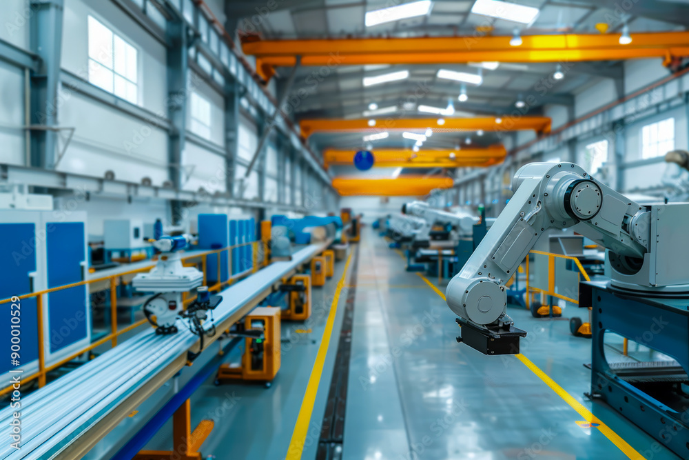 Robotic Arms Performing Precision Welding in High-Tech Factory Robotic Arms Performing Precision Welding in High-Tech Factory