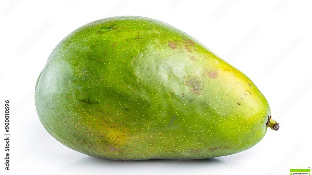 Single Green Mango on White Background, Fresh, Ripe, and Ready to Eat Single Green Mango on White Background, Fresh, Ripe, and Ready to Eat