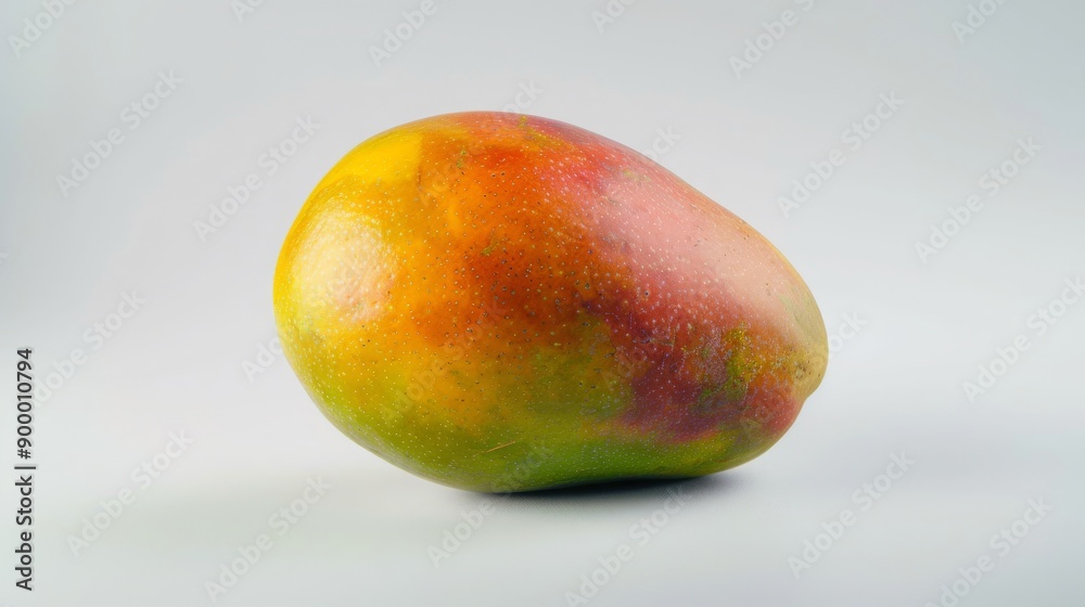 Ripe Mango on White Background. Closeup of Fresh, Juicy Tropical Fruit Ripe Mango on White Background. Closeup of Fresh, Juicy Tropical Fruit