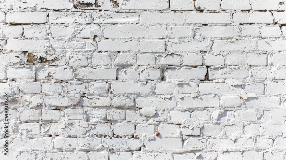 White painted old brick Wall panoramic background - generative ai White painted old brick Wall panoramic background - generative ai